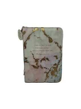 Marbled Bible Cover Carry Case -Philippians 4:13 - Faux Leather-9.5"x6.25"